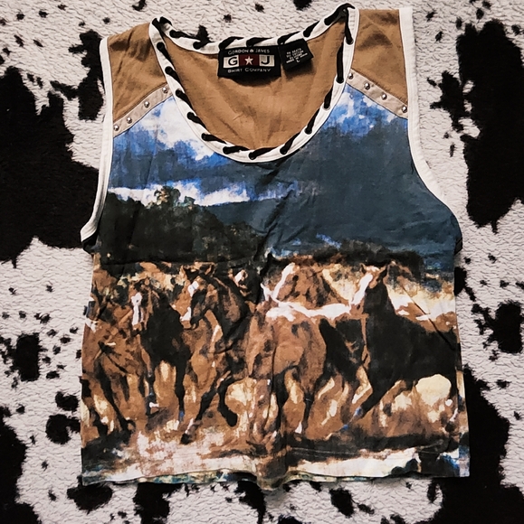 Tops - WOMEN'S 80'S /90'S WESTERN MOTIF TANK TOP - MULTI